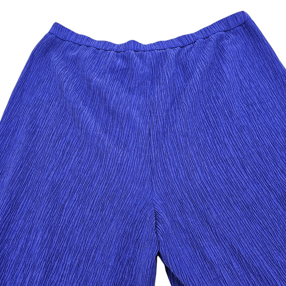 NWT Eileen Fisher Pants Women's Large Woven Plisse Wide Leg Purple Pull On Ankle - Picture 4 of 10